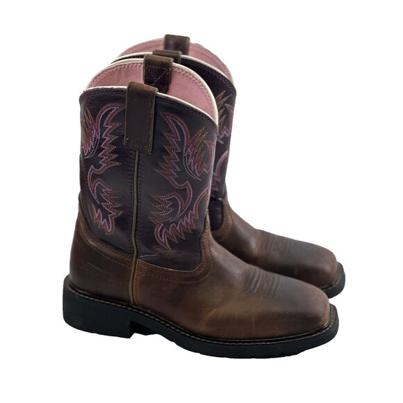 Ariat Krista Steel Toe Work Boot Pull on Brown Pink Leather 10009494 Womens 8 B - Picture 1 of 16